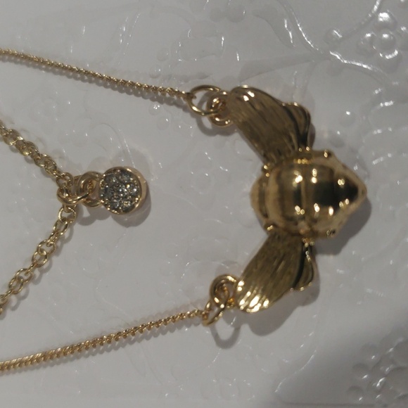 Gold-Tone Bee Crystal Charm Pendant Set of 2 Necklaces - Women's Fashion Jewelry - Picture 3 of 5